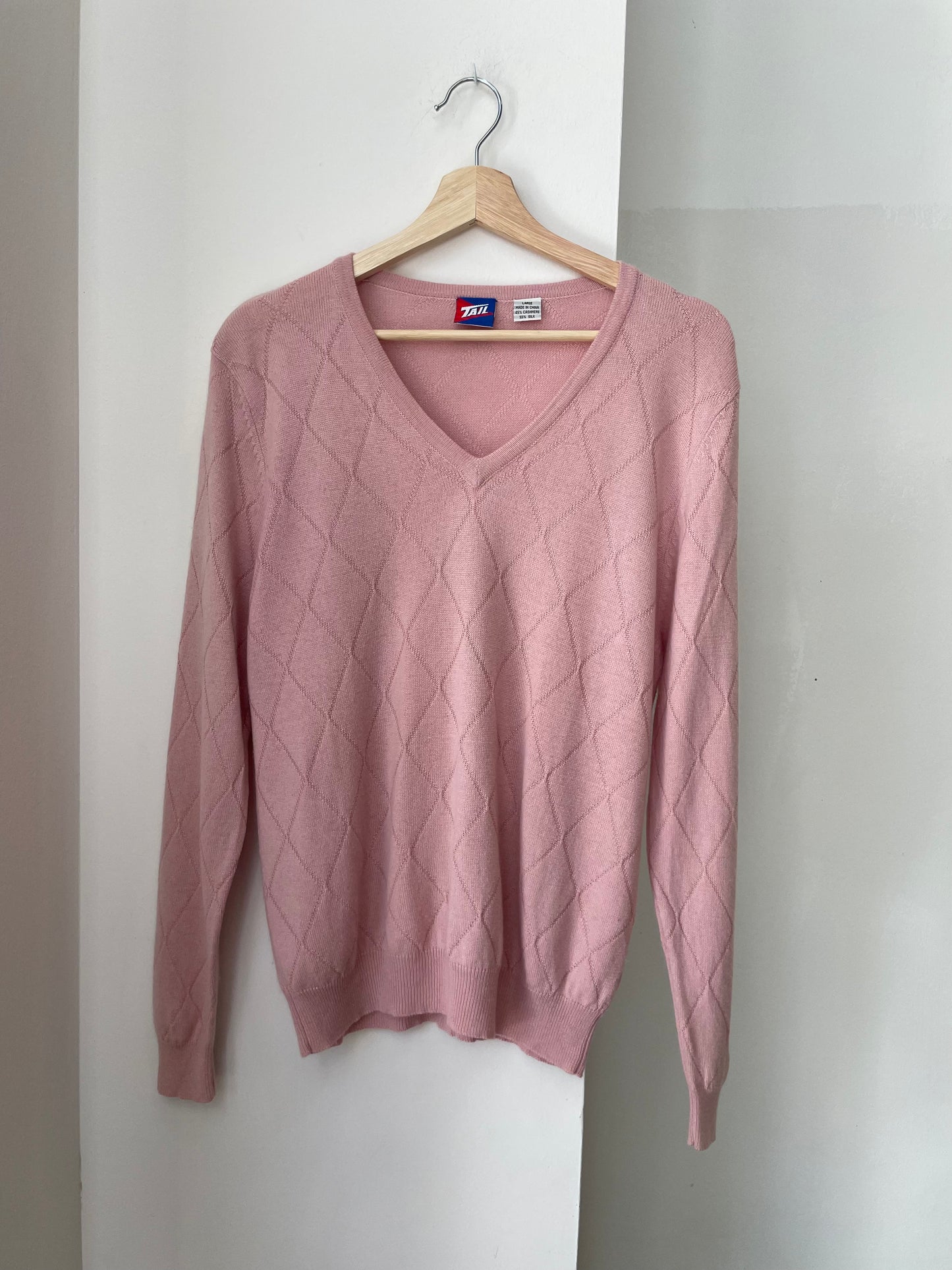 Pink Cashmere Blend V Sweater | Medium