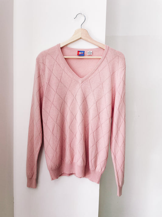 Pink Cashmere Blend V Sweater | Medium