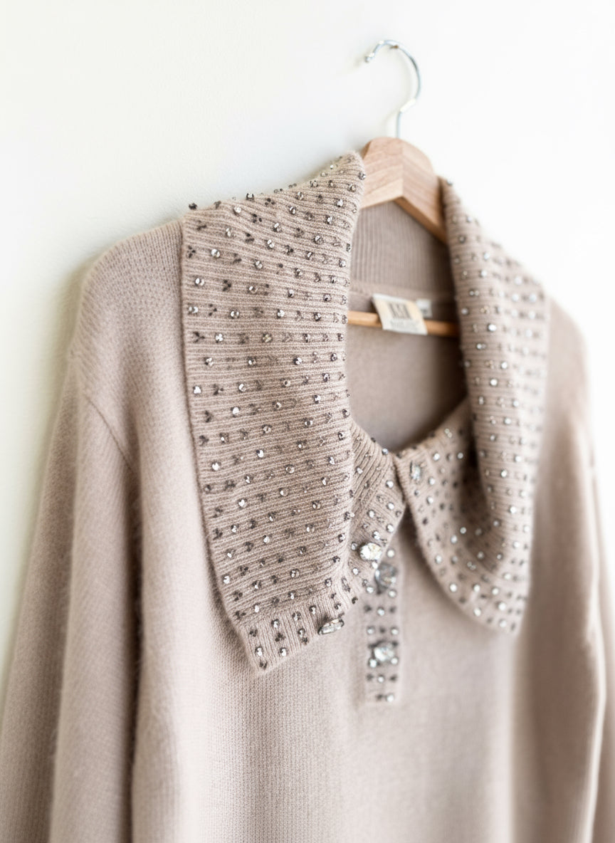 Matching Set | Angora Rhinestone Sweater and Pencil Skirt