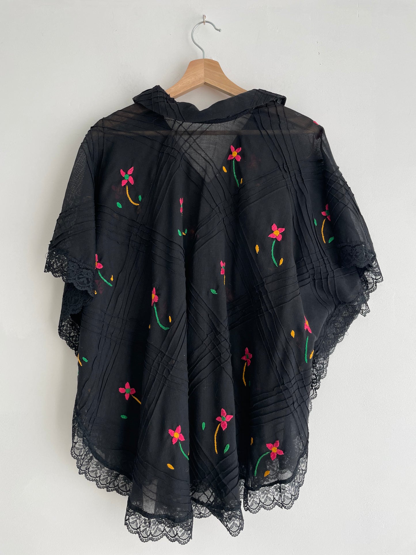 Embroidered Flower Poncho | XSmall-XXLarge